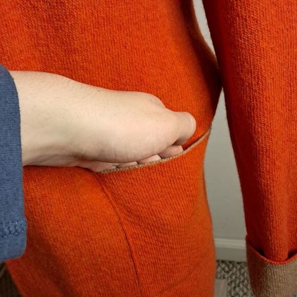 A•IDA sweater women's large L orange tan wool blend italian designer cozy winter - Picture 3 of 14